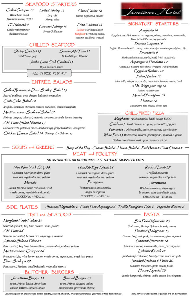 Dinner Menu - Jarrettown Hotel